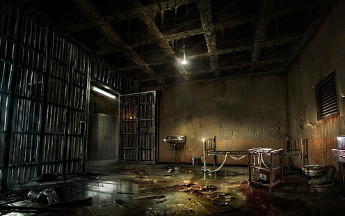 abandonado, parede, cadeira, caves, horror, quarto, videogames, prisão, HD papel de parede HD wallpaper