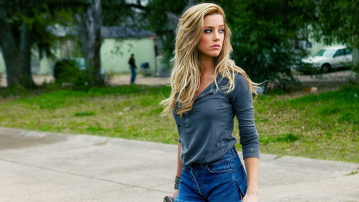 Piper - Drive Angry, women's blue henley shirt and blue denim bottoms, movies, 1920x1080, amber heard, drive angry, piper, HD wallpaper