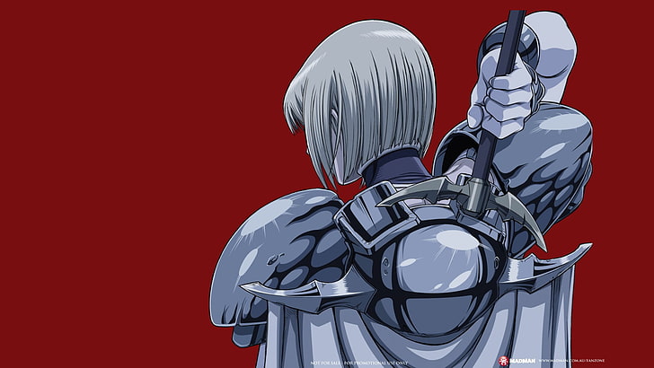 female animated character illustration, Claymore (anime), anime, red background, Clare, HD wallpaper