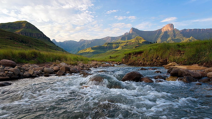 fiume, paesaggio, sud africa, fiume drakensberg, Sfondo HD