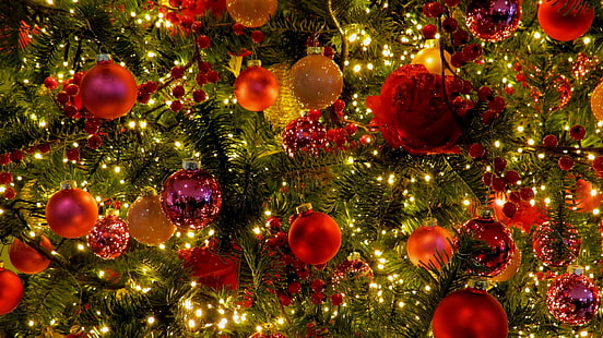 Natale, colorati, ornamenti natalizi, Sfondo HD HD wallpaper