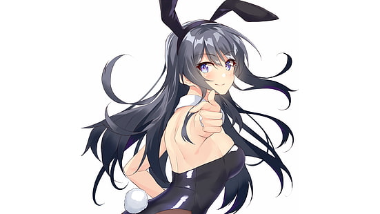 Anime, Rascal no sueña con Bunny Girl Senpai, cabello negro, orejas de conejo, Mai Sakurajima, Fondo de pantalla HD HD wallpaper