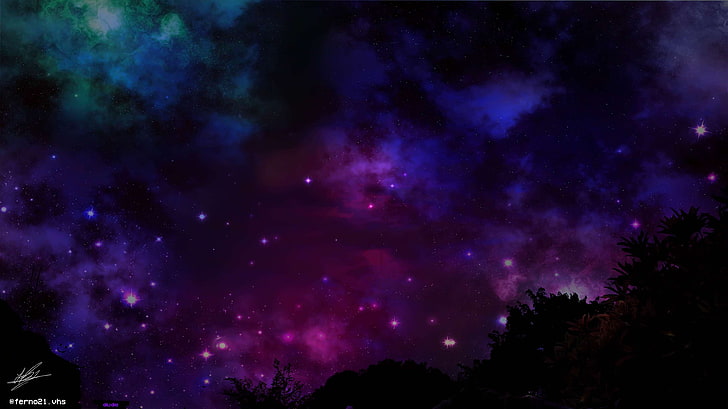 galaxia, púrpura, cielo, universo, Fondo de pantalla HD
