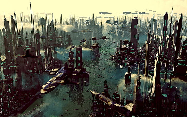 science fiction, futuristic, city, futuristic city, DeviantArt, jrmalone, HD wallpaper