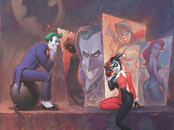 Batman HD, joker and harley quinn poster, comics, batman, HD wallpaper