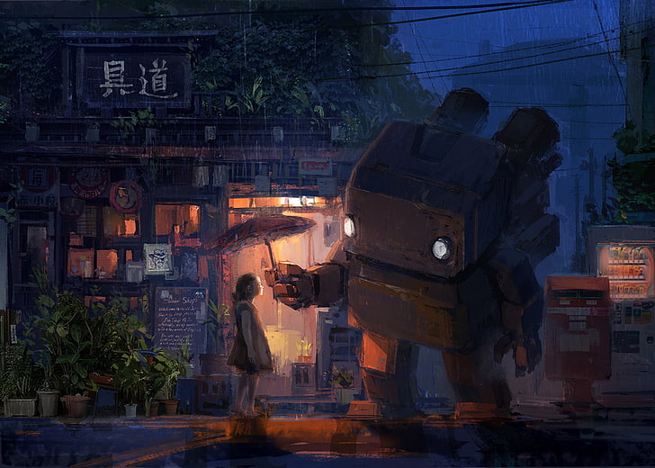 ภาพวาดภาพยนตร์อะนิเมะศิลปะดิจิทัลแฟนอาร์ตหุ่นยนต์ศิลปะแฟนตาซีผู้หญิงนิยายกลางคืน J.C Park, วอลล์เปเปอร์ HD