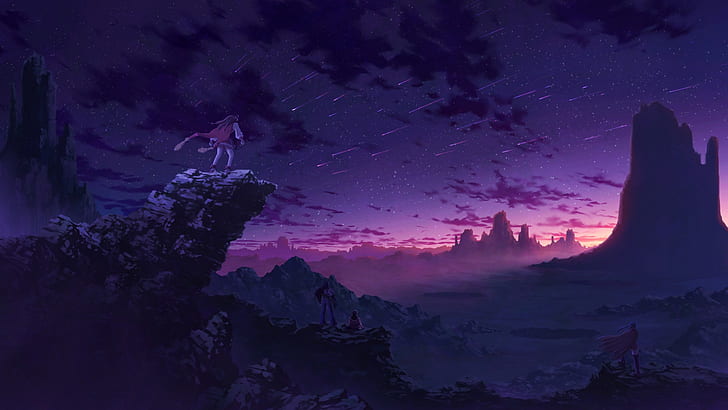 Anime, cielo, paisaje, morado, Fondo de pantalla HD | Wallpaperbetter