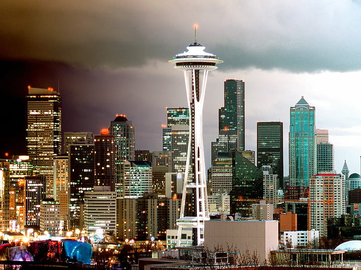 Seattle Skyline วอชิงตันวอชิงตันซีแอตเทิลเส้นขอบฟ้า, วอลล์เปเปอร์ HD