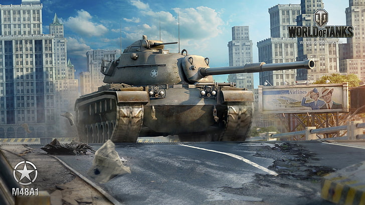 World Of Tanks M48A1 tank digital tapet, World of Tanks, HD tapet