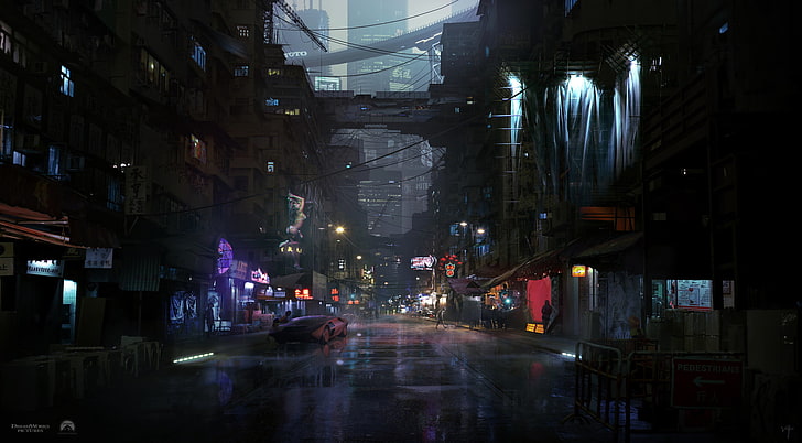 purple car illustration, cyber, cyberpunk, science fiction, fantasy art, digital art, HD wallpaper