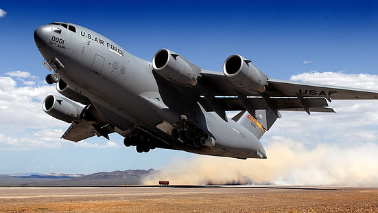 Trasporto di decollo di aerei militari, militare, aereo, decollo, trasporto, Sfondo HD HD wallpaper