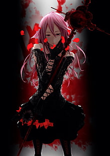 illustration de personnage anime aux cheveux roses, Yuzuriha Inori, couronne coupable, cheveux roses, Fond d'écran HD HD wallpaper