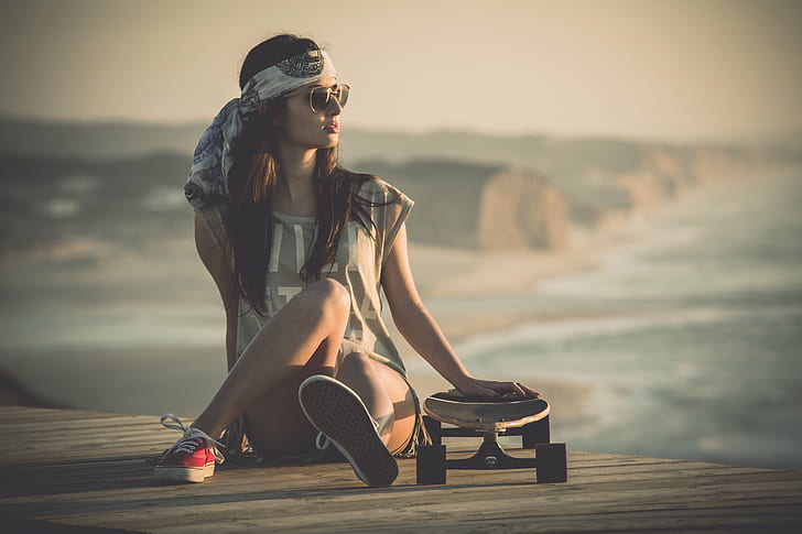 wanita, skateboard, model, Wallpaper HD