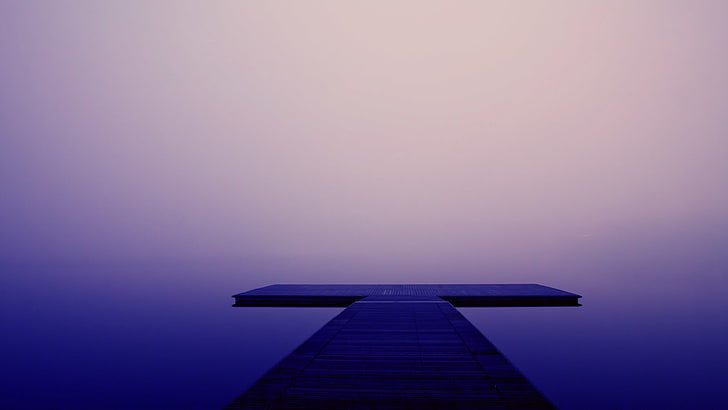 footbridge, nature, white, blue, water, sky, violet, wood, pier, HD wallpaper