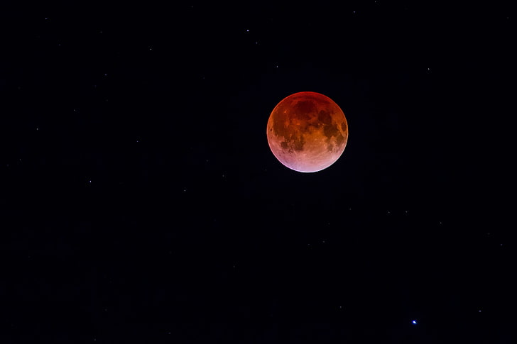 bloody moon illustration, the moon, lunar Eclipse, Blood Moon, April 2014, HD wallpaper