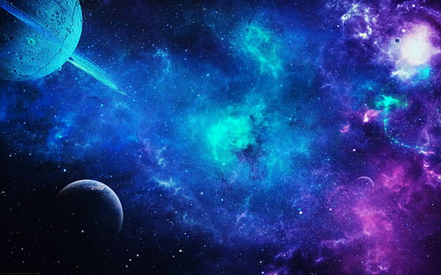 خيال علمي ، كواكب ، أزرق ، أرض ، سديم ، كوكب ، بنفسجي ، فضاء، خلفية HD HD wallpaper