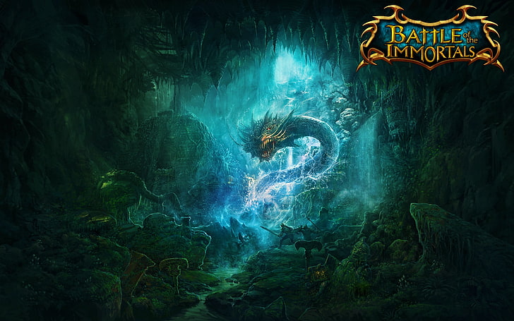 Battle of Immortals game poster, battle of the immortals, battle, dragon, HD wallpaper