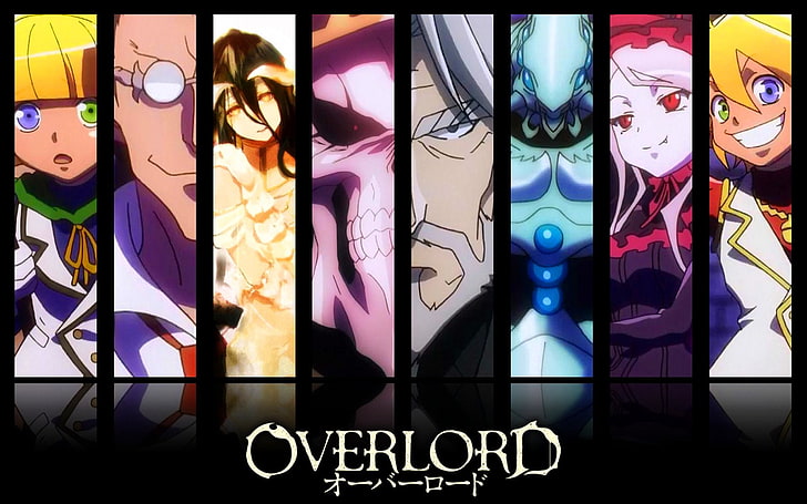 Collage de personnages Overlord, Anime, Overlord, Robe Ainz Ooal, Albedo (Overlord), Aura Bella Fiora, Cocytus (Overlord), Demiurge (Overlord), Mare Bello Fiore, Overlord (Anime), Sebas Tian, ​​Chute de sang écarlate, Fond d'écran HD