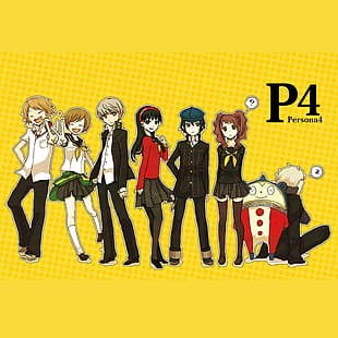 Emas Persona 4, Persona 4, Hanamura Yosuke, Chie Satonaka, Yukiko Amagi, Naik Kujikawa, Kanji Tatsumi, Kuma Persona 4, Shirogane Naoto, Wallpaper HD HD wallpaper