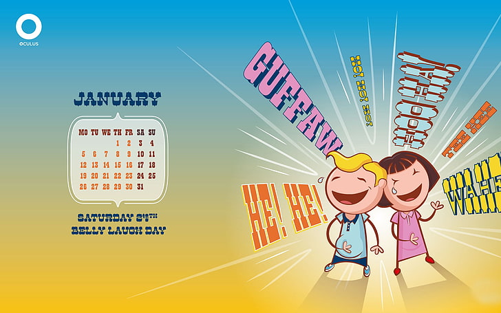 Belly Laugh Day-January 2015 Calendar Wallpaper, January calendar illustration, HD wallpaper