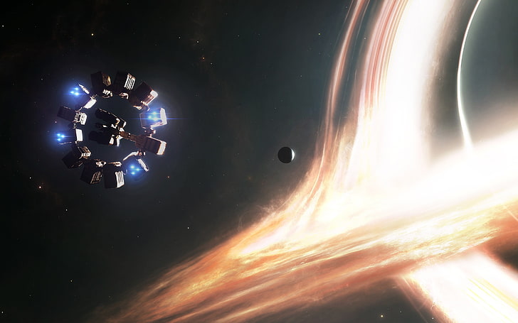 graue Raumstation, Raumschiff in der Galaxie, Interstellar (Film), Weltraum, Science Fiction, Filme, HD-Hintergrundbild