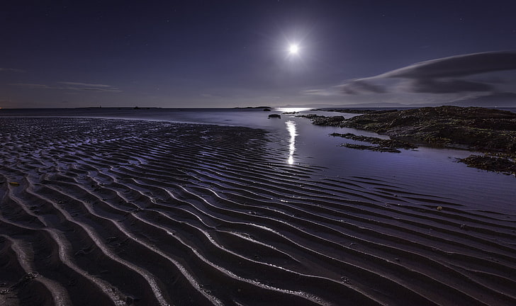 sand, night, ruffle, Scotland, United Kingdom, Ardrossan, HD wallpaper