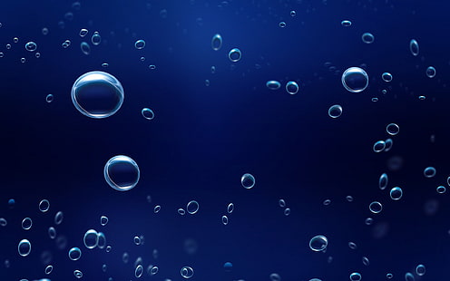 burbujas con fondo azul fondo de pantalla, superficie, burbujas, oscuro, fondo, Fondo de pantalla HD HD wallpaper