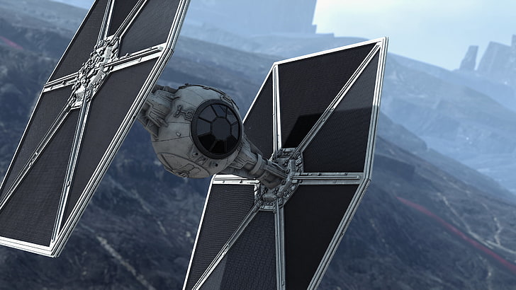 biało-czarna tapeta cyfrowa statku kosmicznego Star Wars, Star Wars, Star Wars: Battlefront, gry wideo, TIE Fighter, Tapety HD