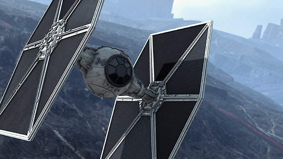 biało-czarna tapeta cyfrowa statku kosmicznego Star Wars, Star Wars, Star Wars: Battlefront, gry wideo, TIE Fighter, Tapety HD HD wallpaper