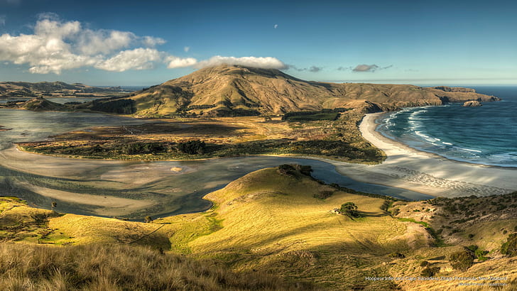 Hoopers Inlet und Cape Saunders, Otago Peninsula, Neuseeland, Ozeanien, HD-Hintergrundbild