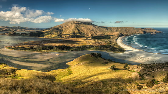 Hoopers Inlet and Cape Saunders, Otago Peninsula, New Zealand, Oceania, HD wallpaper HD wallpaper
