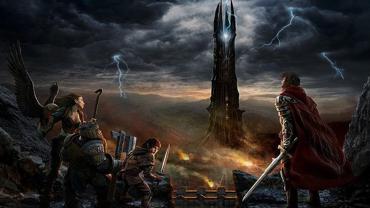 screenshot di videogioco uomo con spada in mano, Il Signore degli Anelli, fantasy art, Sfondo HD