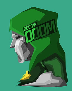 villains, Doctor Doom, Marvel Comics, green background, Bosslogic, HD wallpaper HD wallpaper