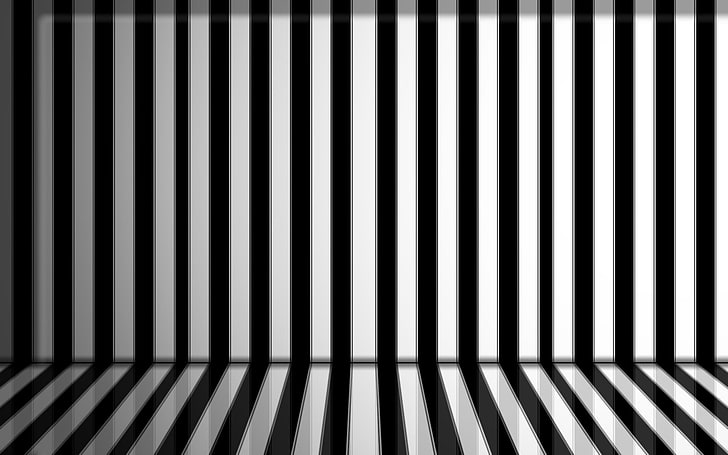 white and black striped mattress, stripes, black, white, HD wallpaper