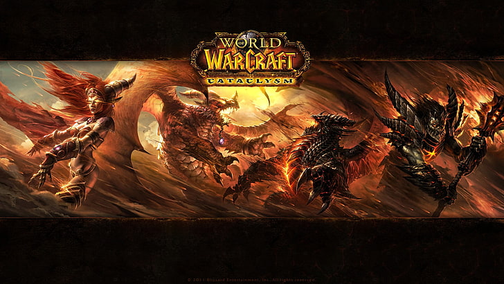 Blizzard Entertainment, Warcraft, World of Warcraft, Deathwing, Alexstrasza, World of Warcraft: Cataclysm, HD wallpaper