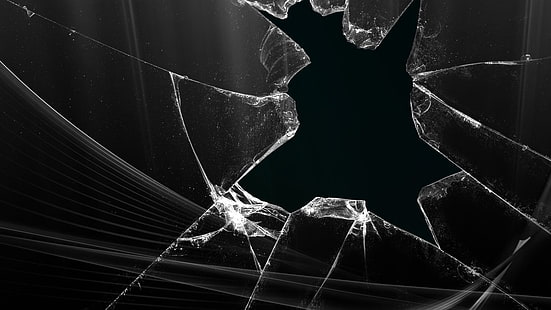 напукано стъкло, абстрактно, счупено стъкло, черно, стъкло, HD тапет HD wallpaper