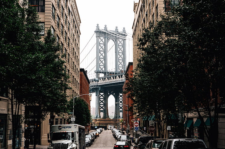 ニューヨーク市マンハッタン橋、バロール・コペニー、 HDデスクトップの壁紙