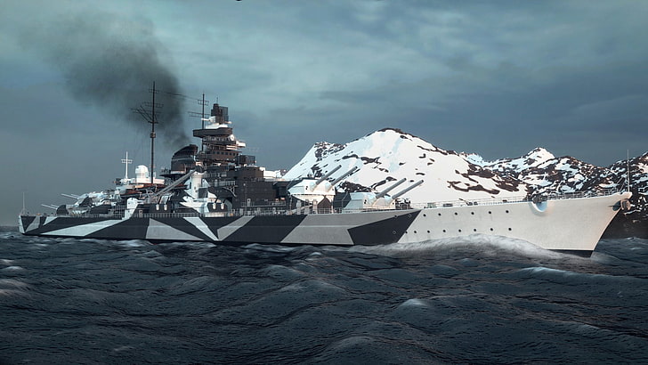 Navi da guerra, corazzata tedesca Tirpitz, corazzata, Sfondo HD
