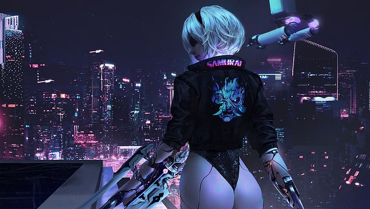 Nixeu, digital art, fan art, cyberpunk, Cyberpunk 2077, HD wallpaper