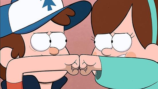 deux personnages de dessins animés garçon et fille, Gravity Falls, Dipper, Mabel Pines, Fond d'écran HD HD wallpaper