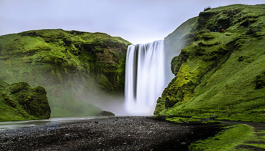 пейзажна фотография на водопади на зелена планина, Исландия, Исландия, Исландия, пейзажна фотография, водопади, зелена планина, пейзаж, цветове, Creative Commons, ремикс, редактиране, разпространение, Лени, действия, инструментариум, широкоъгълен, пейзаж, хубав, фантастичен, нетърговски, нетърговски, водопад, природа, пейзаж, вода, живопис, река, на открито, красота В природата, планина, скала - обект, известно място, HD тапет HD wallpaper