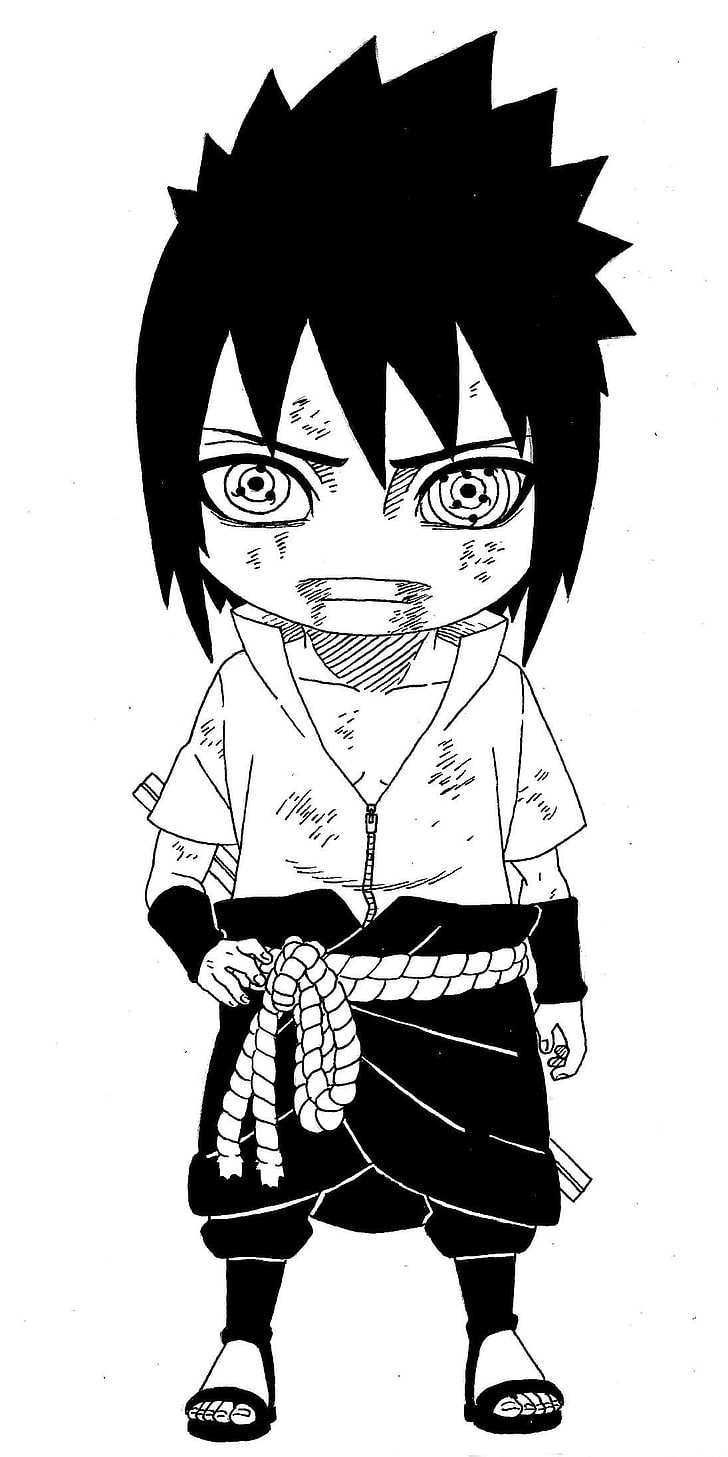 male character illustration, Naruto Shippuuden, Uchiha Sasuke, manga, Sharingan, chibi, HD wallpaper