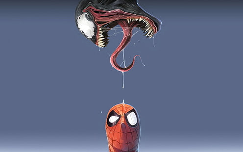Fondo de pantalla digital Marvel Spider-Man y Venom, dibujo, Venom, Spider-Man, Fondo de pantalla HD HD wallpaper