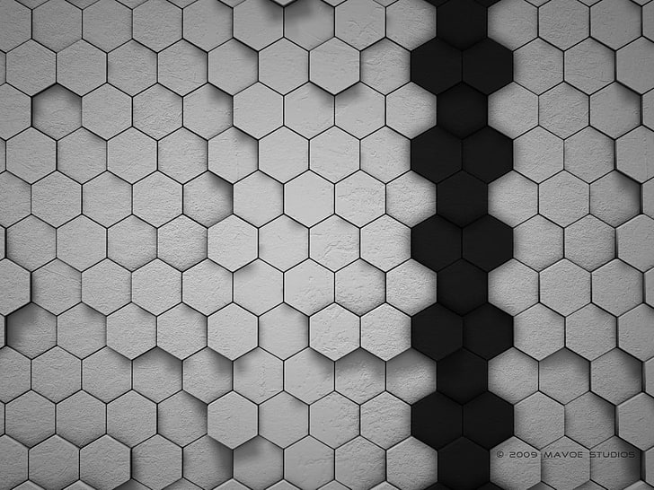 gray digital wallpaper, hexagon, HD wallpaper