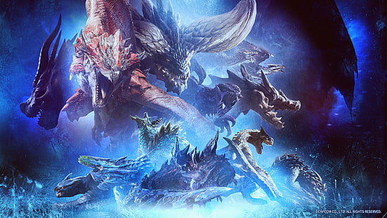 วิดีโอเกม, ศิลปะดิจิทัล, Monster Hunter: World, dragon, Creatures, Capcom, วอลล์เปเปอร์ HD HD wallpaper