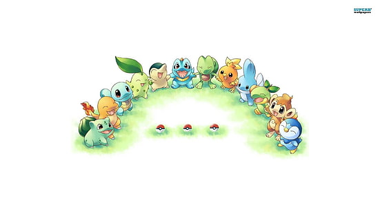 Pokémon, Bulbasaur (Pokémon), Charmander (โปเกมอน), Chikorita (โปเกมอน), Chimchar (โปเกมอน), Cyndaquil (โปเกมอน), Mudkip (Pokémon), Piplup (Pokémon), Squirtle (Pokémon), Torchic (Pokemon), Totodile (Pokémon ), Treecko (โปเกมอน), Turtwig (โปเกมอน), วอลล์เปเปอร์ HD HD wallpaper