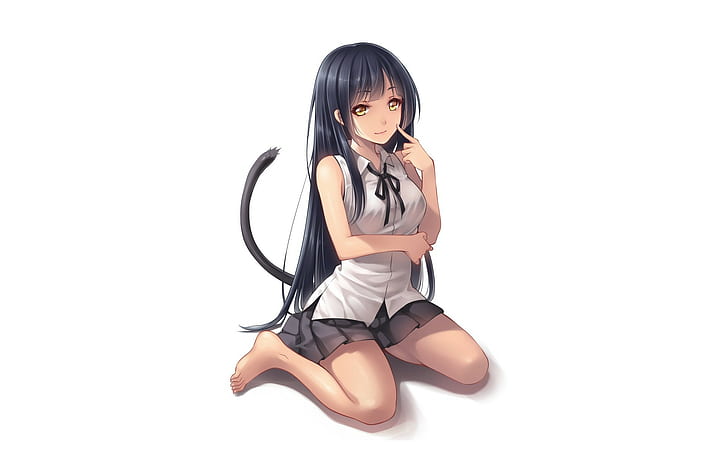 black haired female anime character, anime, anime girls, HD wallpaper