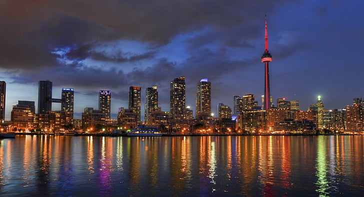 Cities, Toronto, Building, Canada, City, Night, Reflection, Skyscraper, HD  wallpaper | Wallpaperbetter
