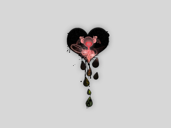 Ilustración de corazón negro y rosa, corazón, ángeles, lágrimas, Fondo de  pantalla HD | Wallpaperbetter