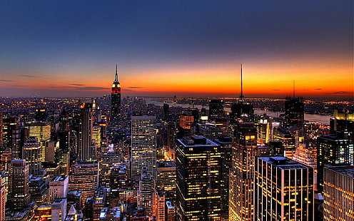 เมืองนิวยอร์ก, ทิวทัศน์เมือง, นิวยอร์ก, โลก, ทิวทัศน์ของเมือง, กลางคืน, วอลล์เปเปอร์ HD HD wallpaper